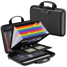 Fireproof File Organizer,Fireproof Document Box with Lock,Large 13 Pocket Exp...