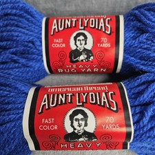 Aunt Lydias Heavy Rug Yarn 715 Nat Blue Skein Polyester 70 Yd Vtg 2 Skeins NOS