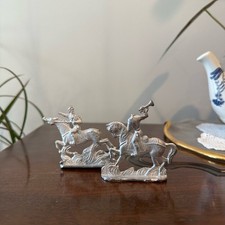 Antique Cast Metal Cavalry Figurine Set, Lot of 2