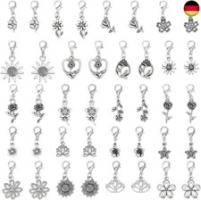 PH PandaHall 40 Stück Blume Clip auf Charme Anhänger, 20 Stil Antike Goldene B