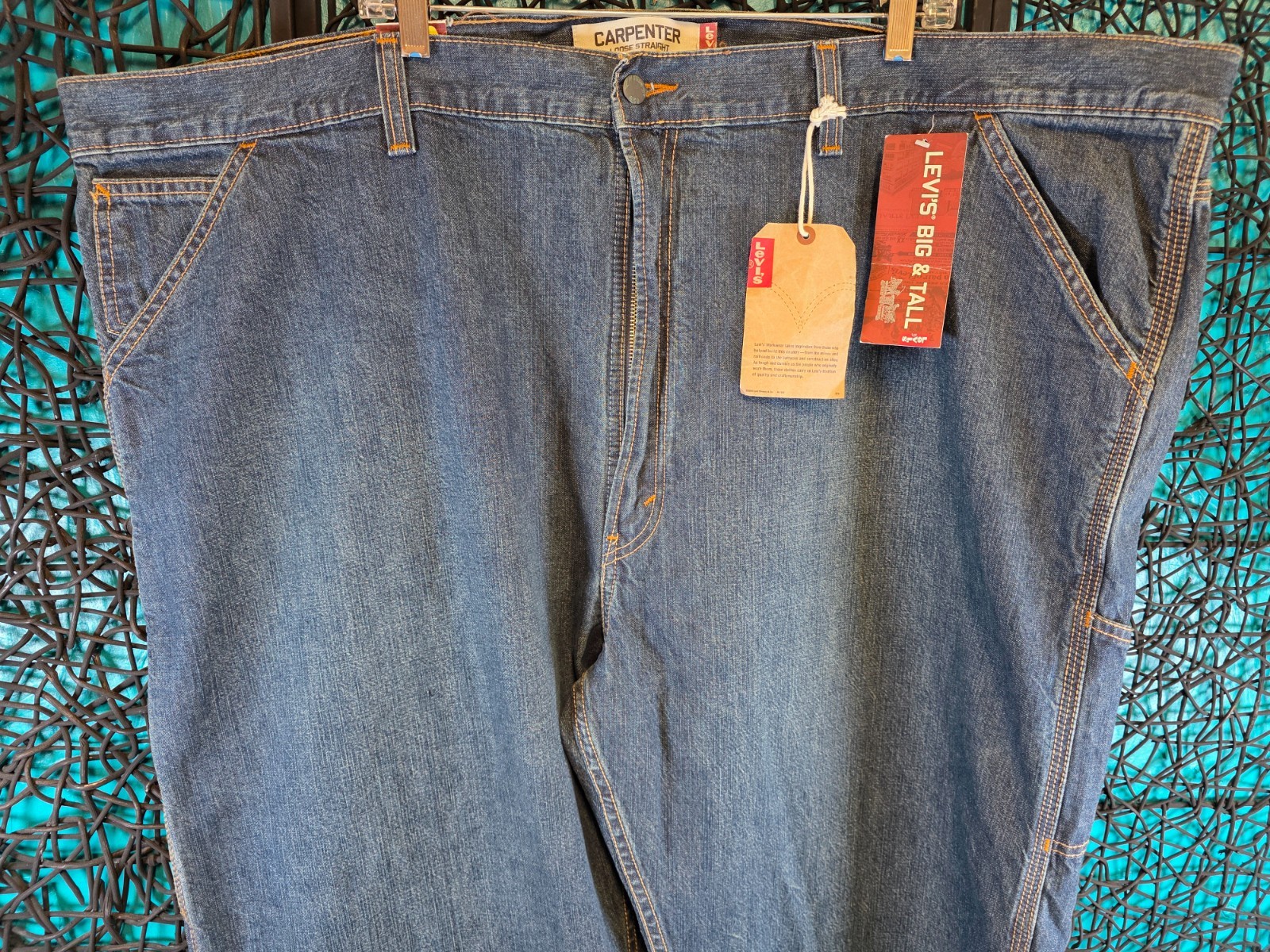 VTG LEVI'S CARPENTER JEANS BIG MENS 52X30 LOOSE STRAIGHT ZIP FLY 2005 RETRO NEW thumbnail 3