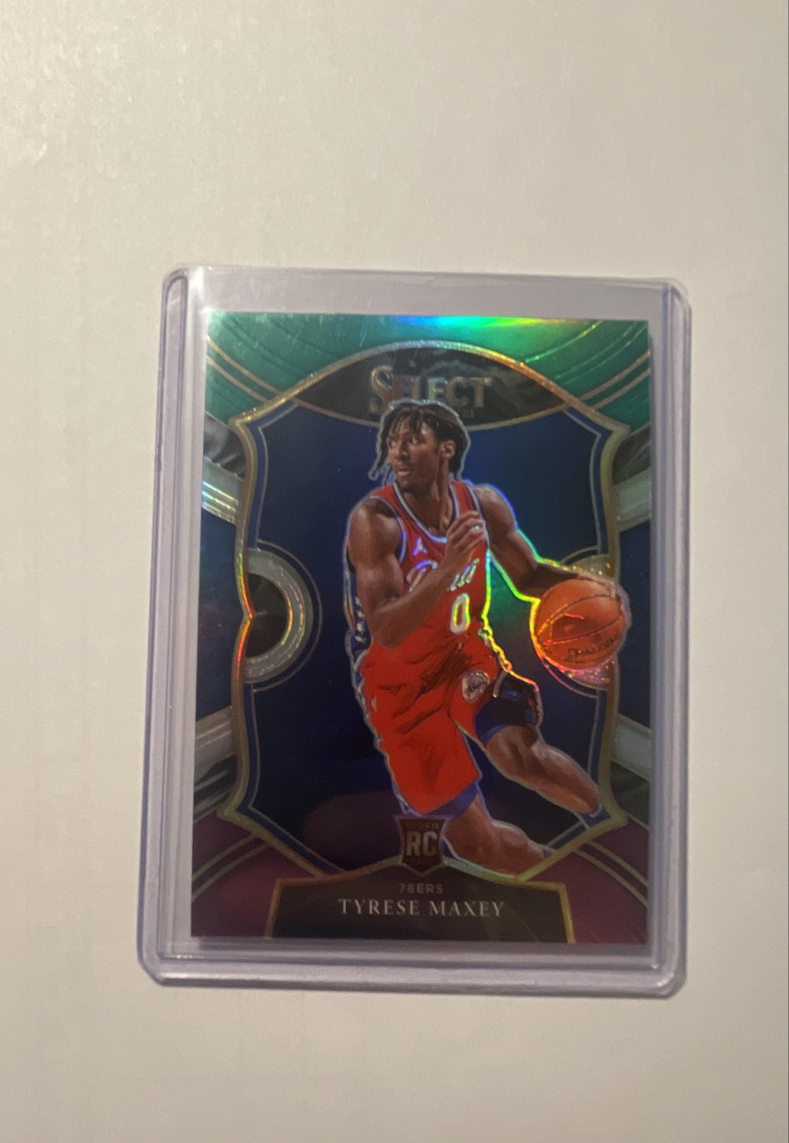 2020-21 Panini Select - Concourse Tyrese Maxey #81 Green White Purple Prizm (RC)