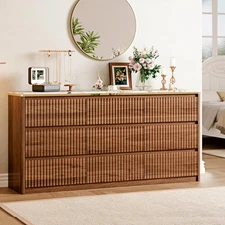 Fluted Dresser for Bedroom with 9 Drawers,62.99" Modern Chest of Drawers with...