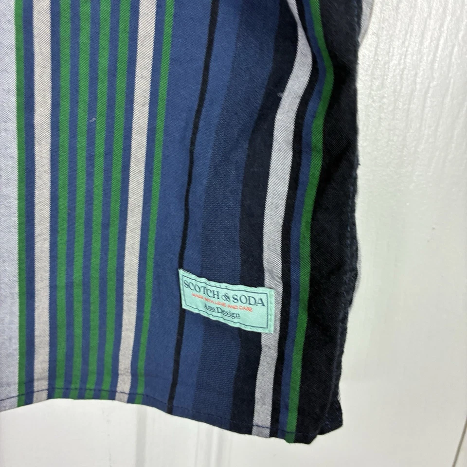 Nueva sin etiquetas Camisa Scotch & Soda Multicolor a Rayas Botones XL Manga Corta Algodón Vacay Foto 4 de 4
