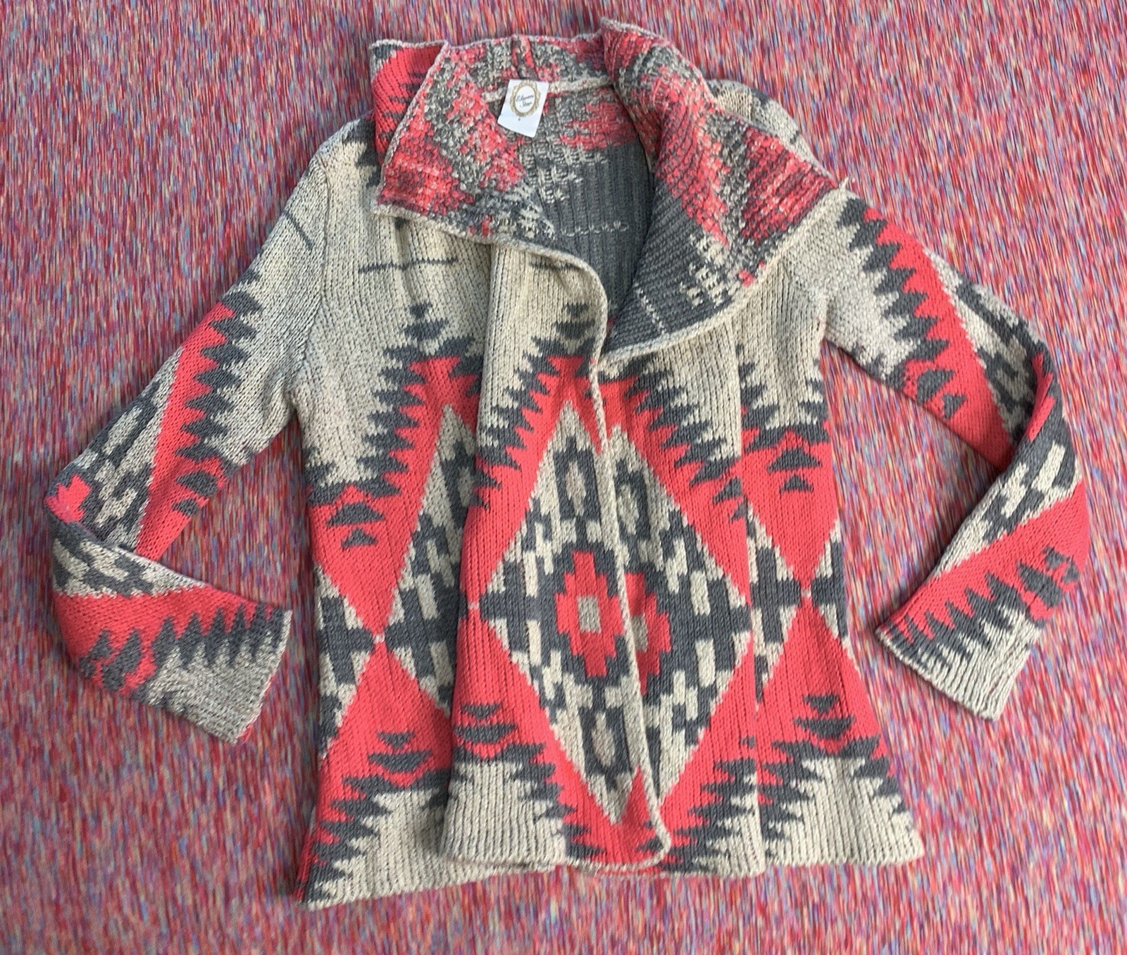 Eleven Star Small Aztec Pattern Open Front Sweate… - image 4