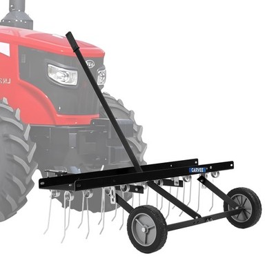 Tow Behind Lawn Rake, 48-Inch Tow Dethatcher with 24 Spring Steel Tines, Lawn...