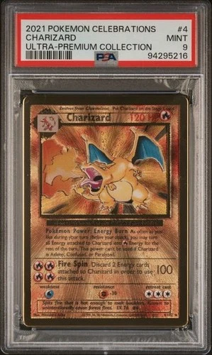 2021 CHARIZARD #4 POKEMON Ultra Premium Collection Celebrations METAL CARD PSA 9