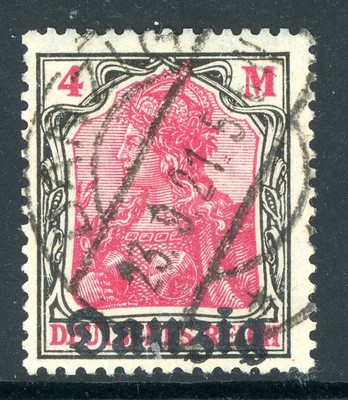 Germany 1920 Danzig 4 Mark Postally Used Sc #14 VFU P78