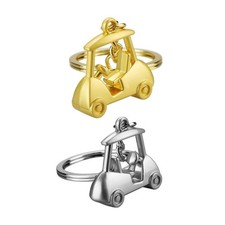 Elegant Golf Cart Keychain Keyring with Detailed 3D Design for Gift Personal Use