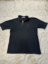 Vintage Burberrys ENgland Polo Shirt Black Nova Check Large Great Britain