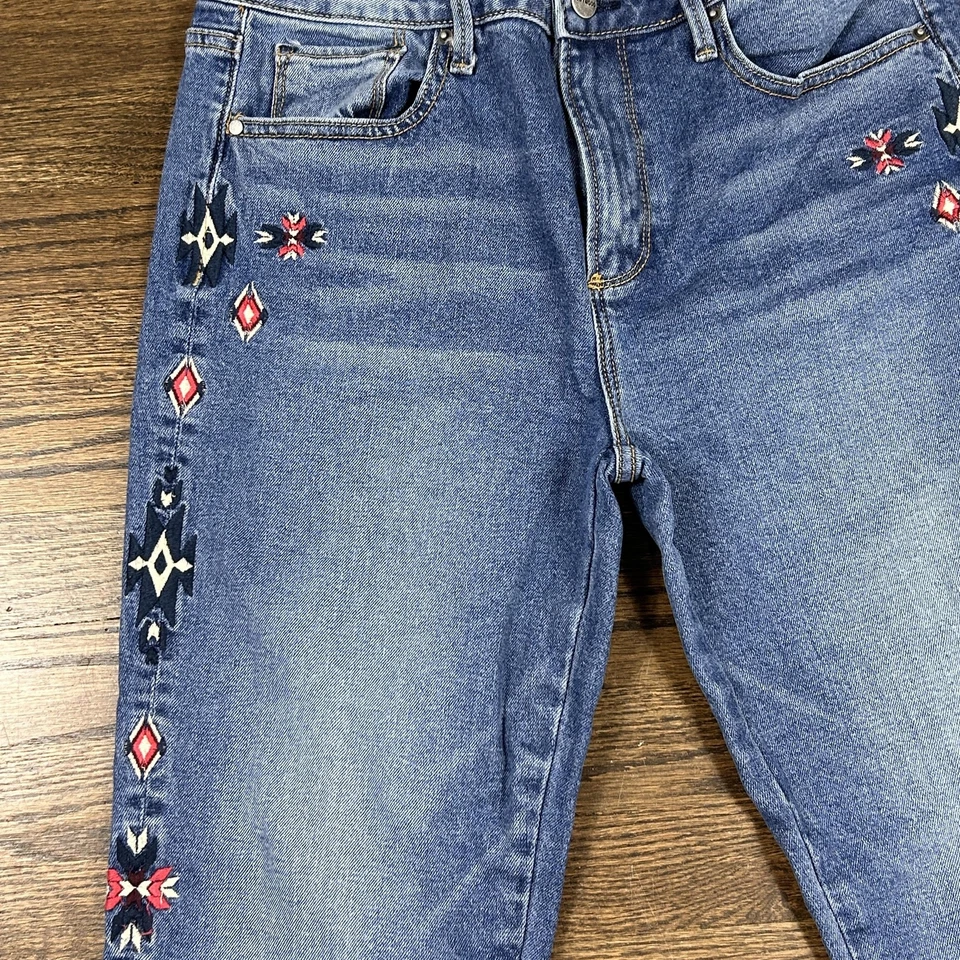 Jeans Driftwood Gizelle Mujer 28 Azul Calce Clásico Bordado Lateral Boho Denim Foto 4 de 4