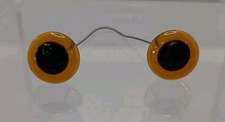 New Vtg 15mm Amber Brown Glass Teddy Bear Eyes On Wire Toy Making Stuffed Animal