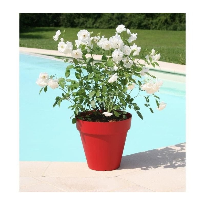 Pot de fleurs RIVIERA grand volume bac plante rond rouge 39cm