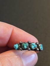 Vintage Unmarked Silver Zuni Native American Turquoise Ring Size 5