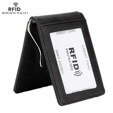 RFID Men's Real Leather Slim Bifold Money Clip Wallet Front Pocket Card Holder