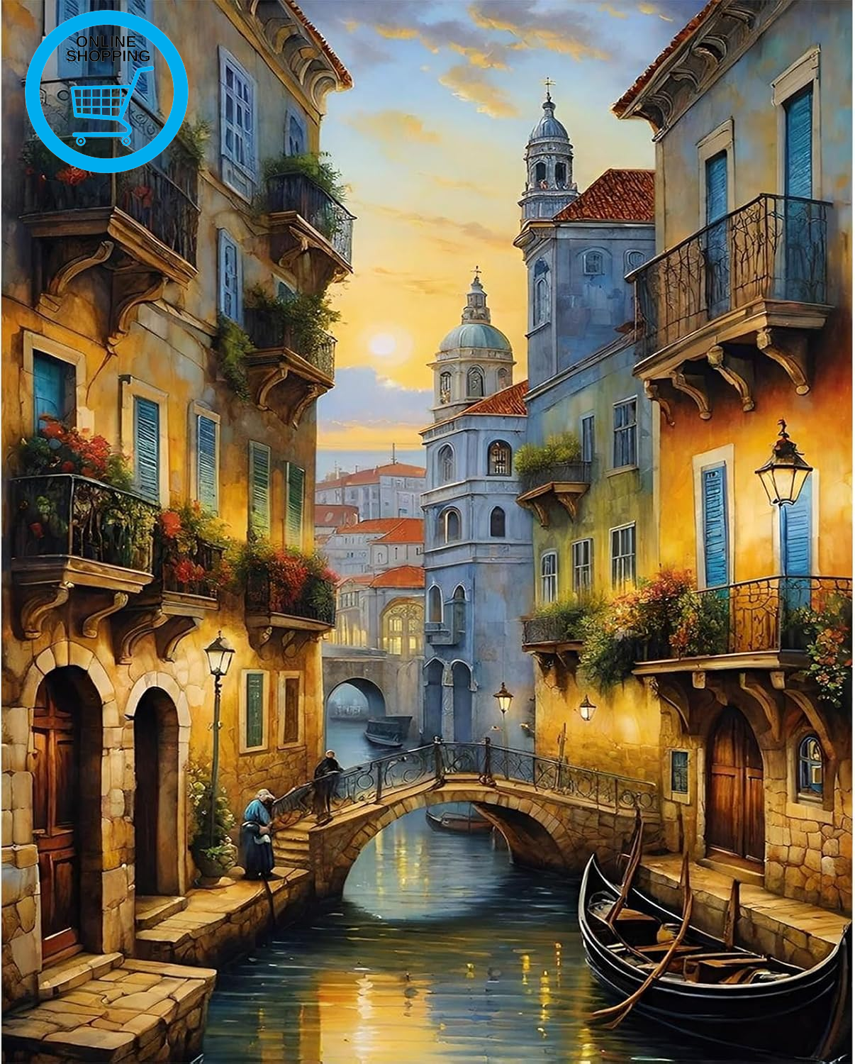 Venice Paint by Numbers for Adults, Landscape DIY Acrylic Painting by Numbers fo