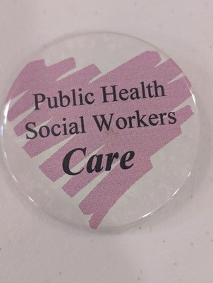 Public Health Social Workers Care Pinback Button   Pink Heart Theme
