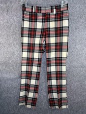 Vintage 70s Red Black Plaid Straight Pants Men  s Size 32 X 29 Wool Golf