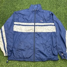 Vintage 90s FILA Windbreaker Jacket Adult Large L Blue Nylon Track