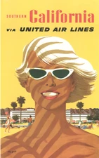 Vintage Southern California Travel Advertisement Poster