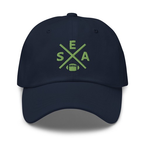 Seattle Football Retro SEA Cross Baseball Hat Dad Cap - Picture 4 of 12