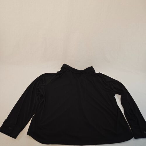ADRIANNA PAPELL Solid Knit Long Sleeve Wing Full Button Black Shirt Size XXL NEW - Picture 8 of 18
