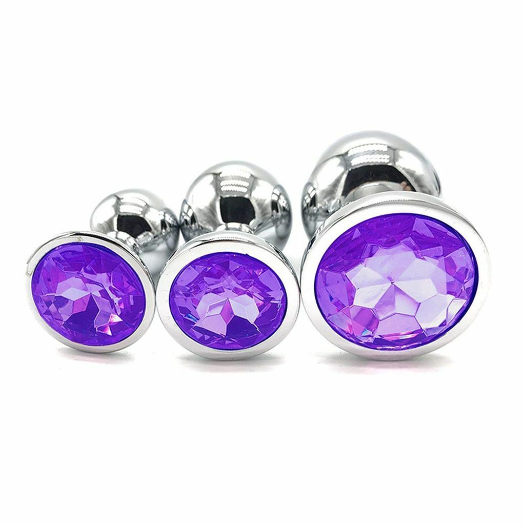 Diamond Stainless Steel Jeweled Anal Butt Plug Orgasm Stimulator  Multi-Color Set
