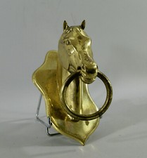 ANCIENNE TETE DE CHEVAL EN LAITON avec anneau d'attache, décoratif