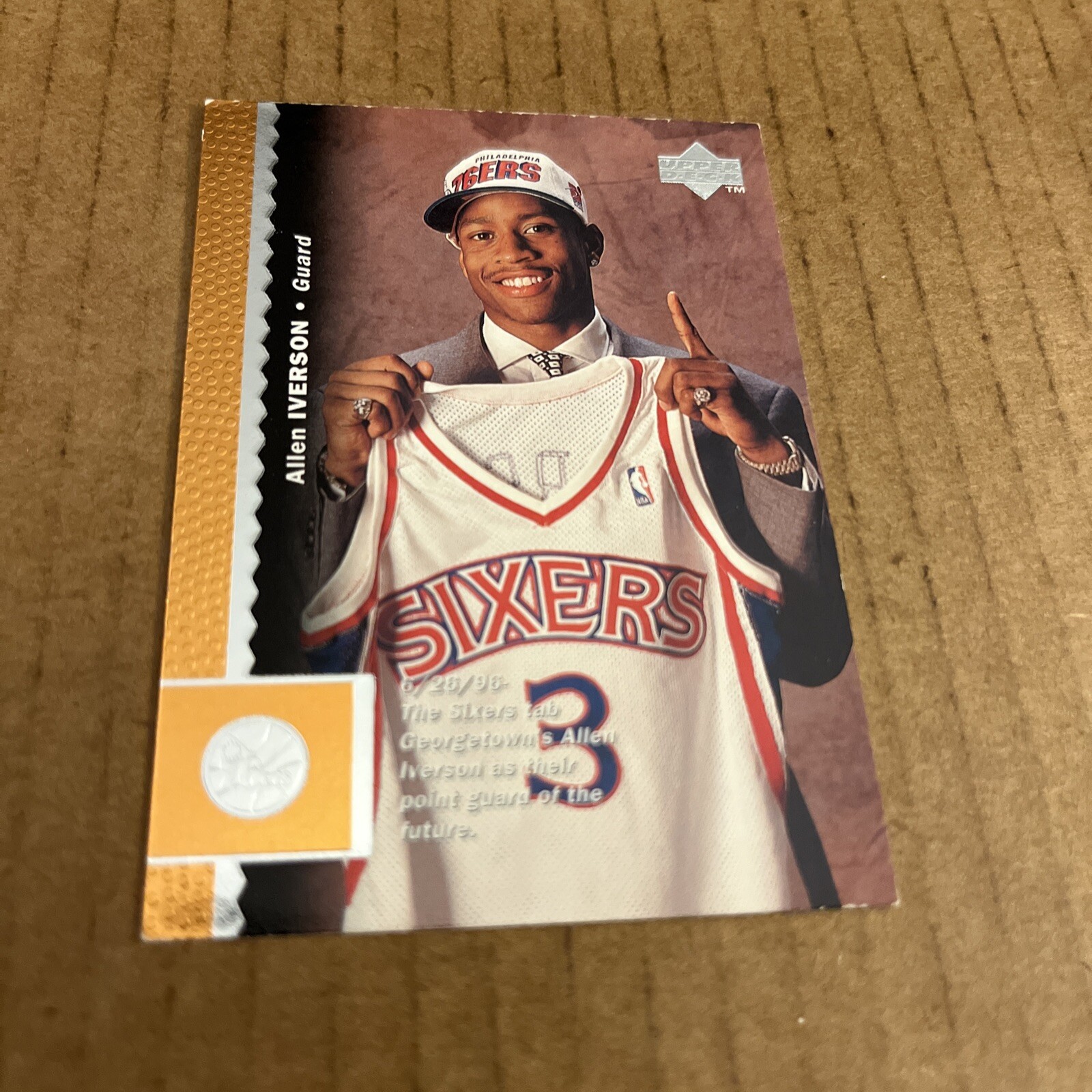 1996 Upper Deck ALLEN IVERSON RC #91 Philadelphia 76ers Basketball (good)(e7)