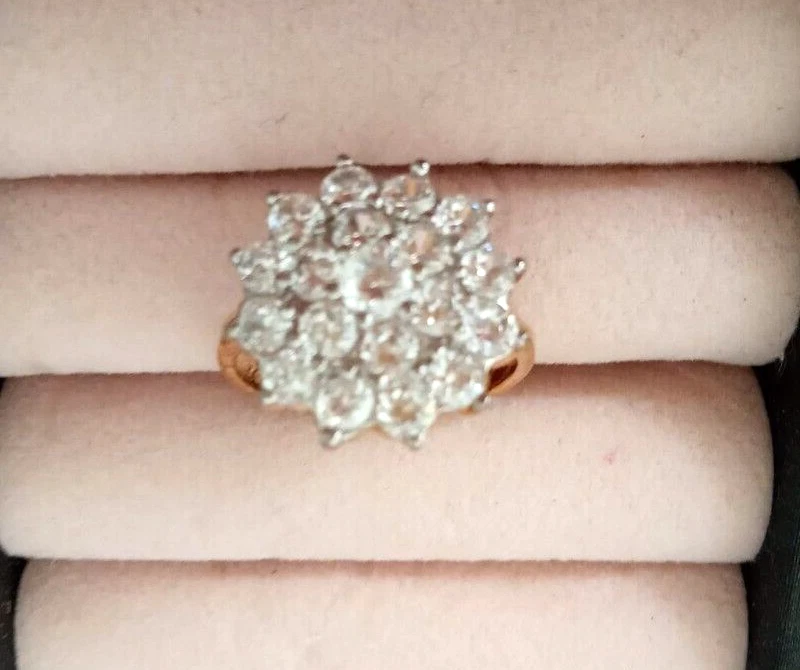 Bellissimo ANELLO ARGENTO STERLING 925/°° e 19 brillanti zirconi bianchi pl oro - Immagine 3 di 4