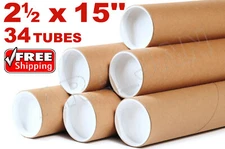 2.5 x 15" Kraft Tubes Poster Document Graphics Mailing Shipping Packing Tube 34p