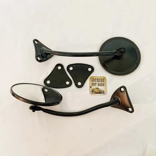 1955-59 Chevy & GMC Truck Mirrors- Smooth 5" OD Mirror Heads -WITH PADS-  BLACK.