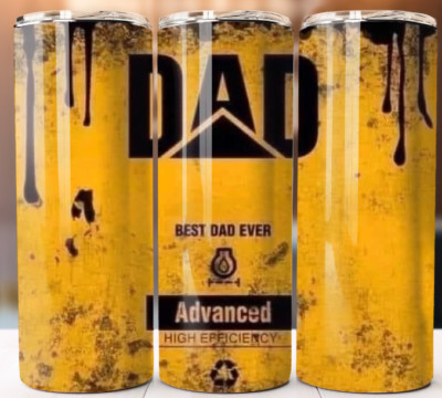 Best Dad Ever Tumbler 20oz Skinny Cup Mug Stainless Steel w Straw