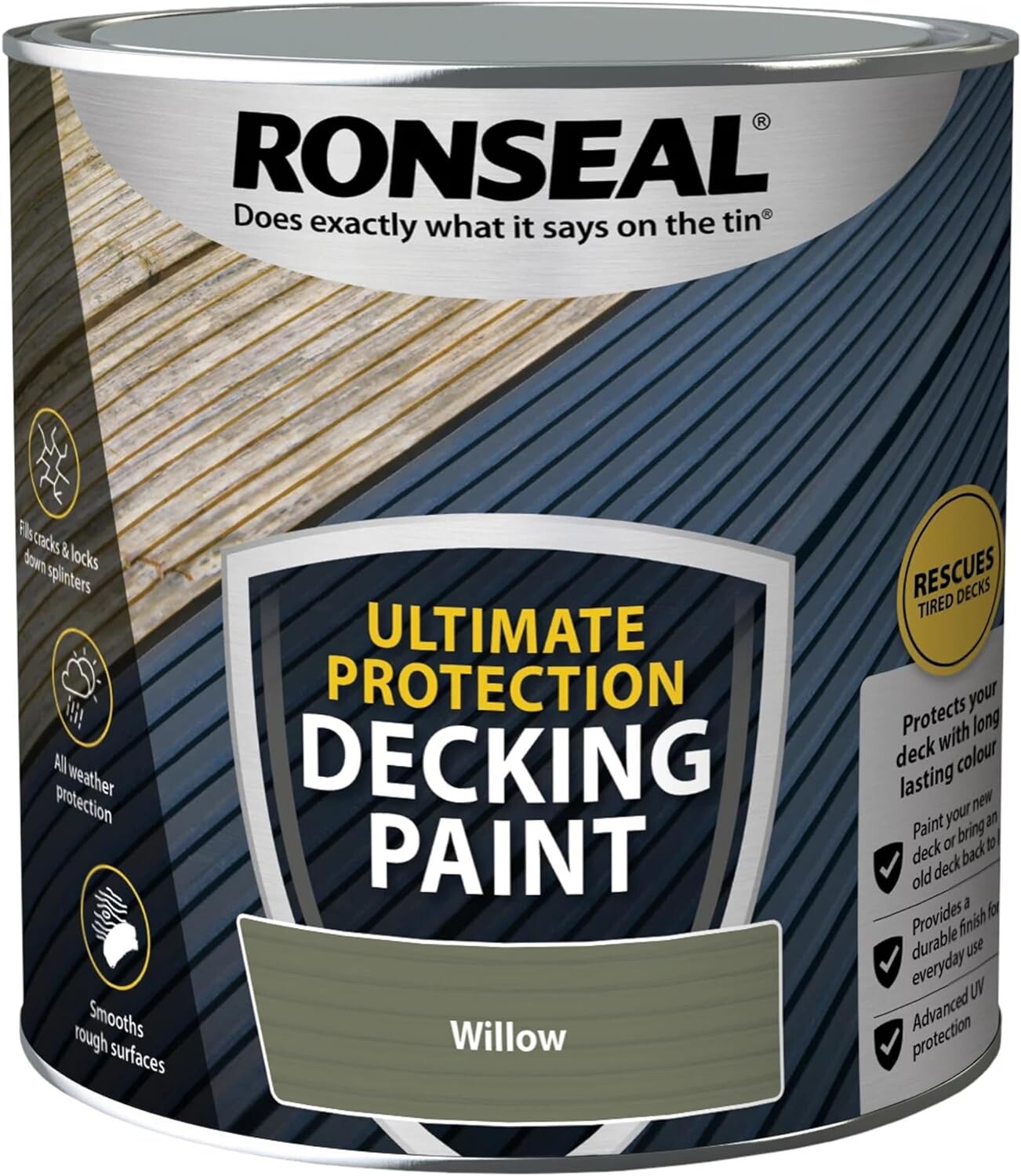 Ronseal Ultimate Protection Decking Paint Garden Waterproof Smooth 2.5L - Willow