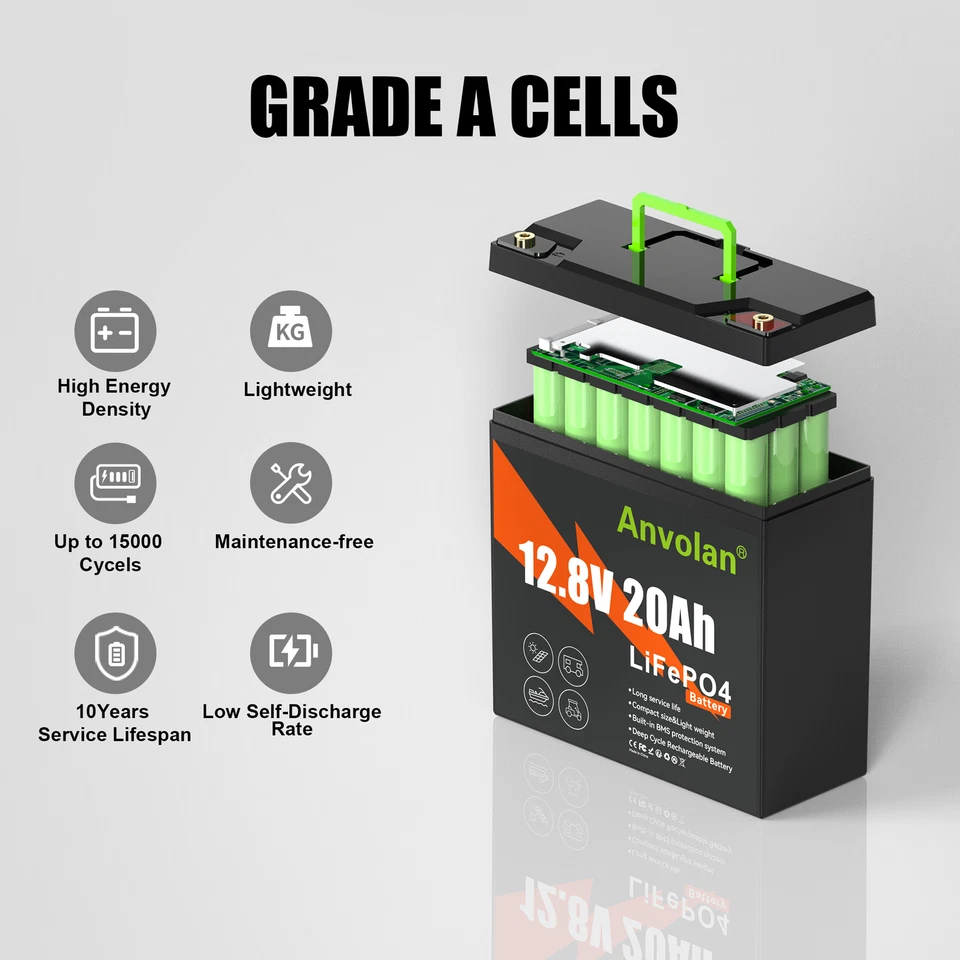 4X Battery 20Ah 12V 48V LiFePO4 Lithium Battery Max25Ah with BMS Motorhome Solar - Image 2 of 4