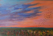 Landscape painting Original art Impressionism Oil on canvas by A. Shrub8х12in