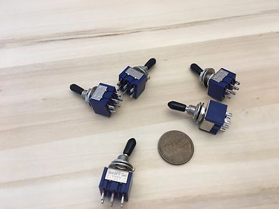 5 x Black Sleeve cap Latching 6 Pin DPDT ON OFF ON Toggle Switch 6A 125VAC B24