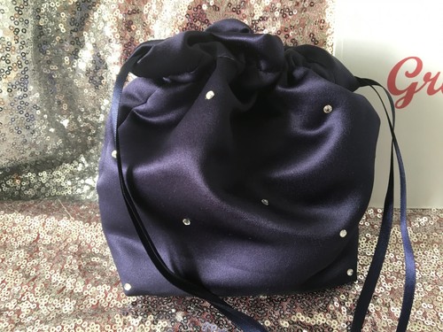 NAVY BLUE DIAMANTE DUCHESS SATIN DOLLY BAG MAID. PROM FLOWERGIRL*UK MADE/SELLER* - Picture 6 of 6
