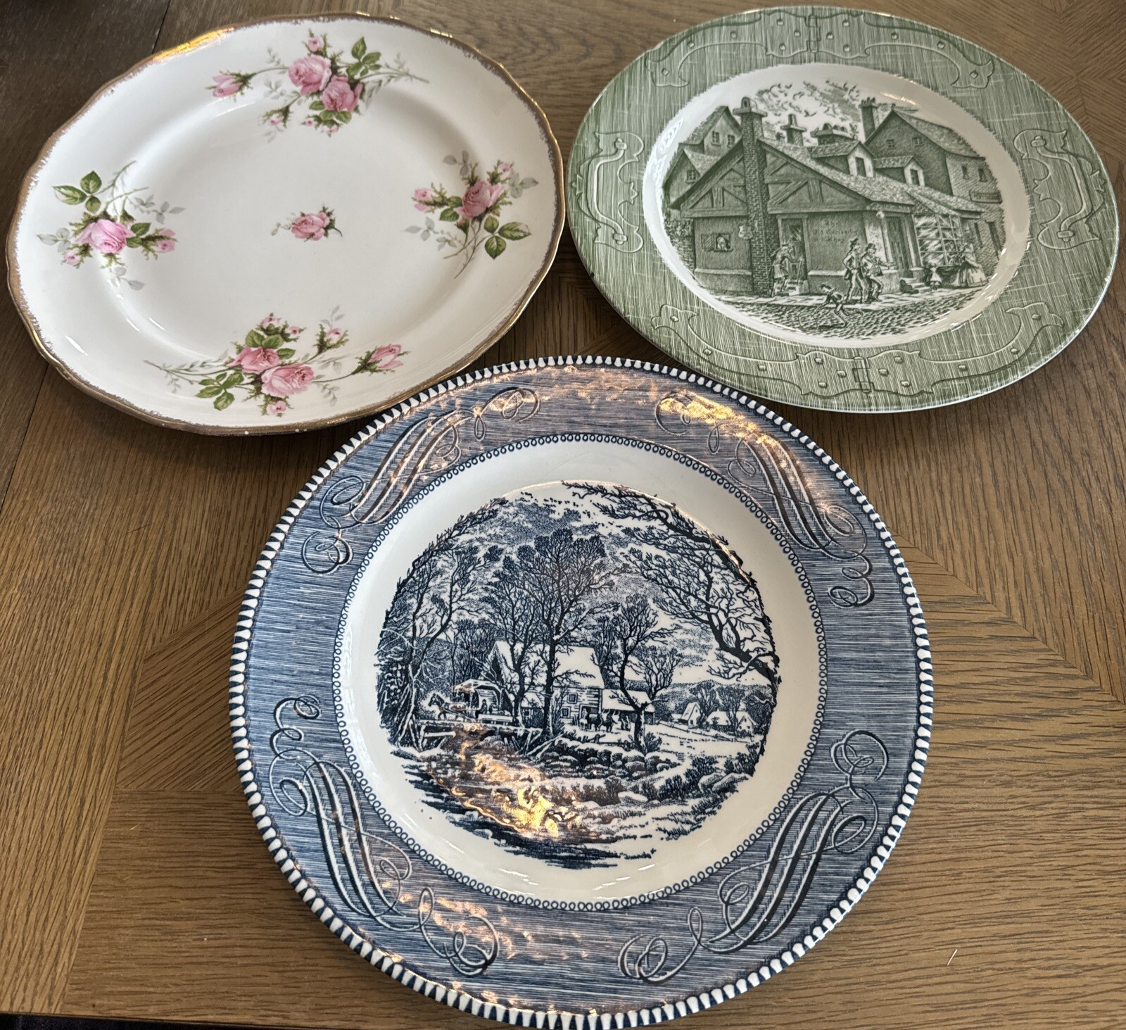 3 Vintage Plates Incl The Old Curiosity Shop Green Plate China 10