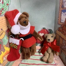 VINTAGE 1994 GUND The Littlest Bears #7010 SANTA CLAUS & ELF Christmas A6