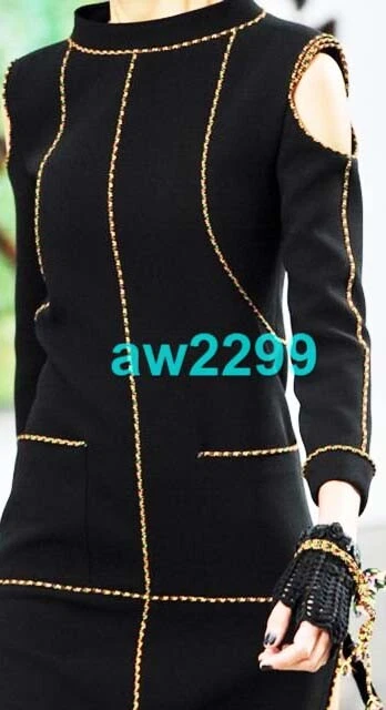 ABITO CHANEL $4800 2014 PASSERELLA IMPREZIOSITO SPALLE FREDDE LOGO CC NERO FR 36 NUOVO CON ETICHETTE