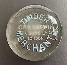 Vintage C B N Snewin & Sons Ltd, London, Timber Merchants glass paperweight