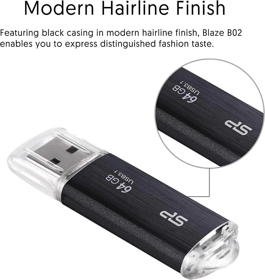 Unidad Flash USB Silicon Power 64 GB USB 3.2 Blaze B02 (S5064GBUF3 Foto 4 de 4