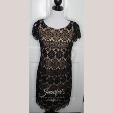 Eliza J NWT Women's Black Lace w/Nude Lined Sheath Dress