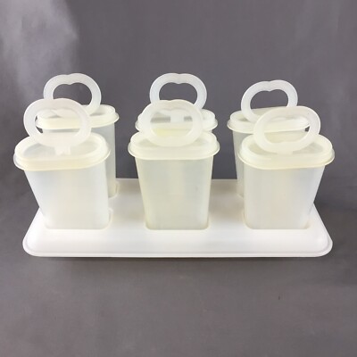 Vintage Tupperware Ice Popsicle Mold Set - 6 Molds with Lids and Base