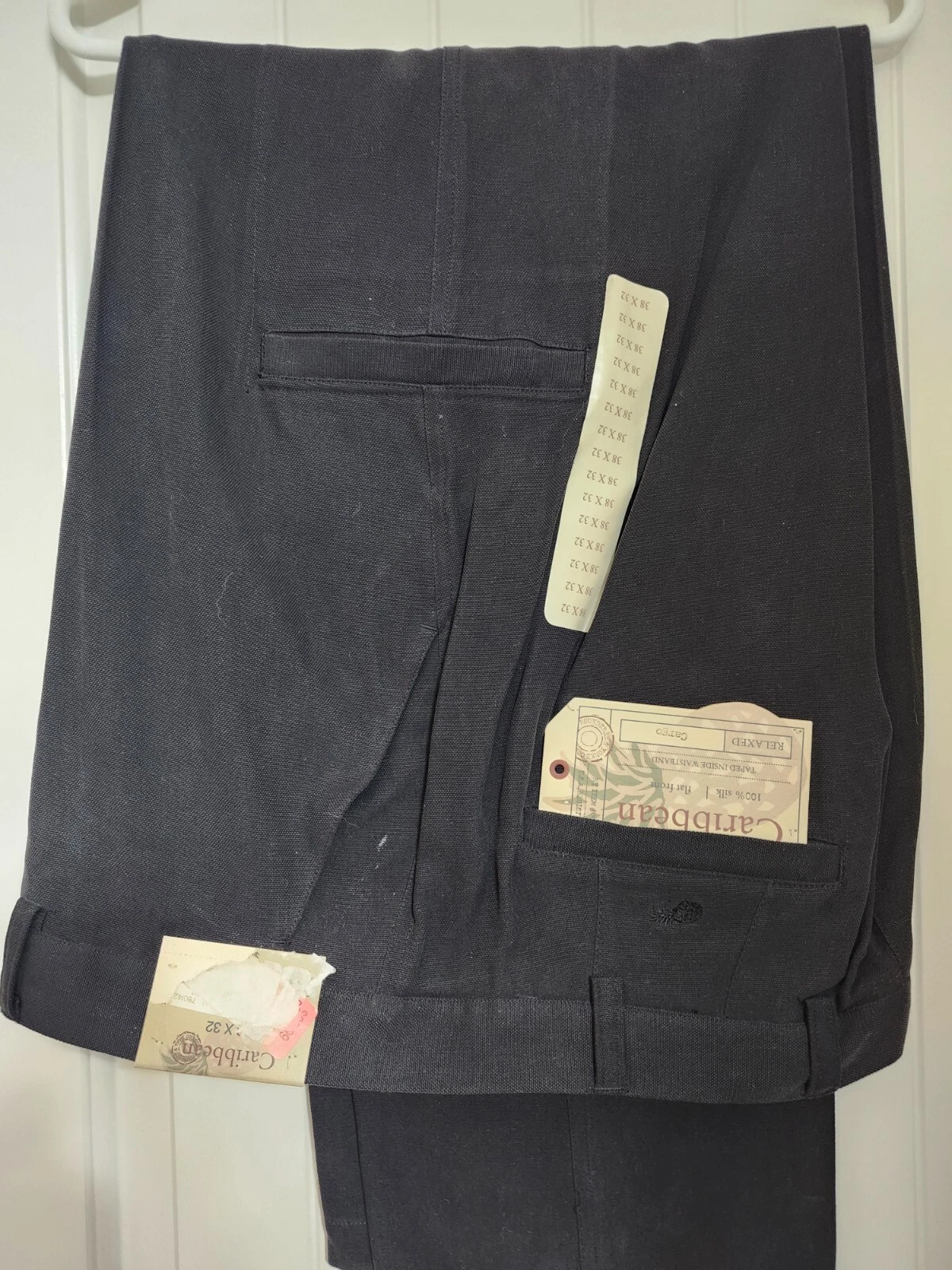 Caribbean Textured Silk Relaxed Cargo Shorts Sz 38x32