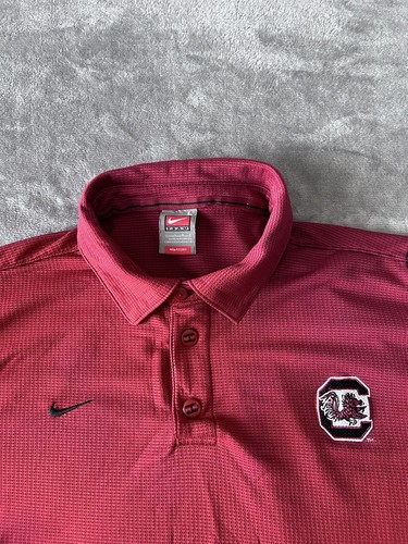 Vintage Nike South Carolina Gamecocks Mens Size Large Burgundy Nike Fit Dry Polo - Picture 2 of 9
