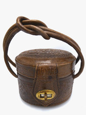 VINTAGE MEXICAN TOOLED LEATHER MINI HANDBAG HAND BAG MID CENTURY