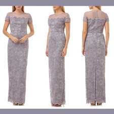 NWT 380 JS Collections Sequin Lace Gown Purple SYV SZ 2 E995