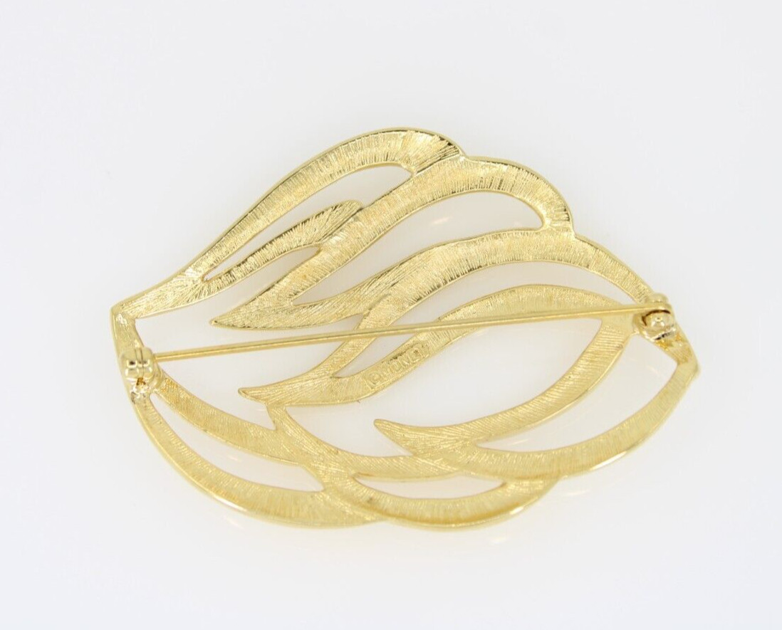 Vintage Monet Wavy Leaf Pattern Theme Smooth Gold… - image 4